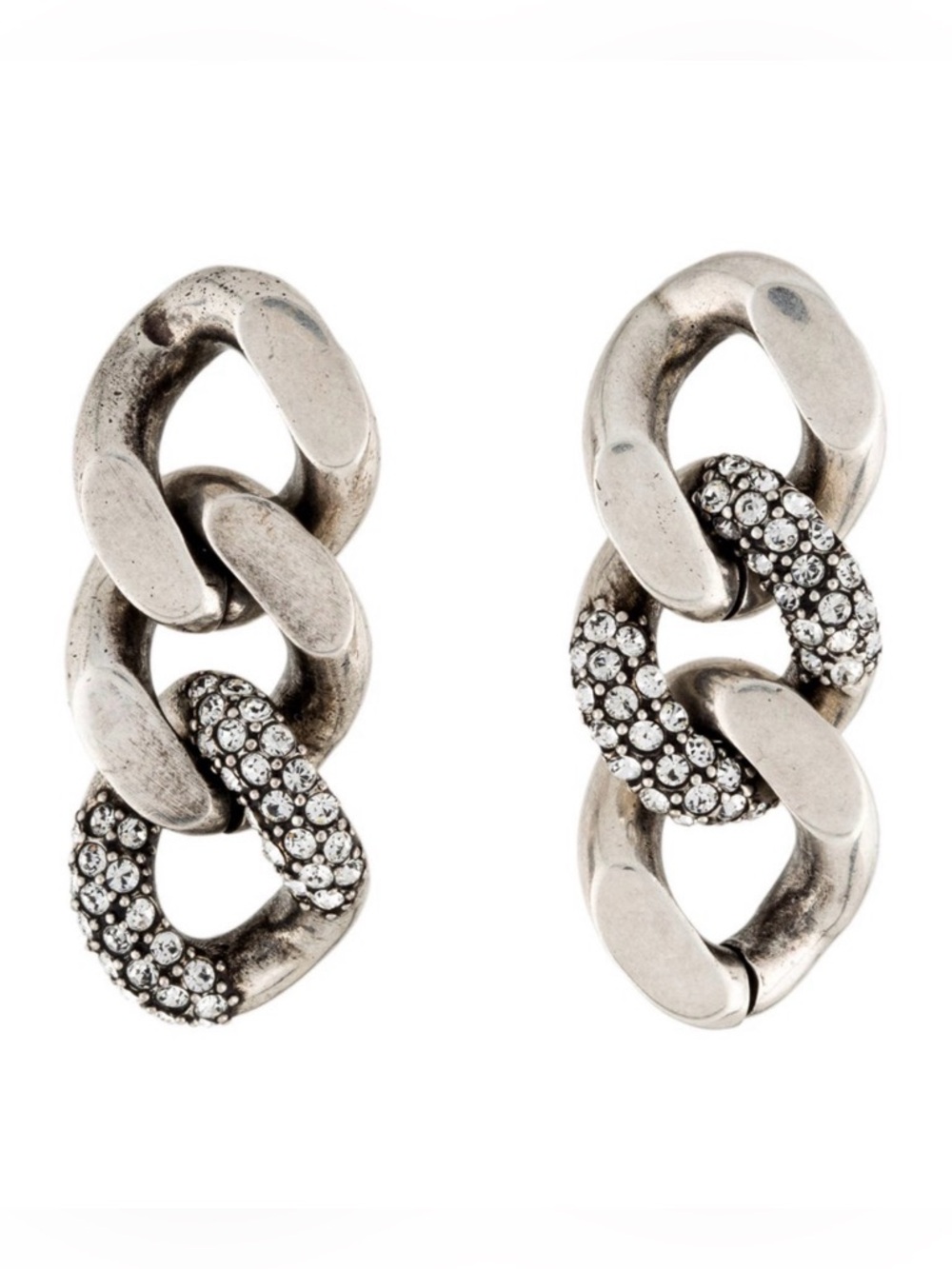 Saint Laurent Crystal Curb Link Drop Earrings - Picture 3 of 5